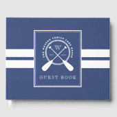 Blauwe witte paddles Lake House Monogram Gastenboek (Voorkant)