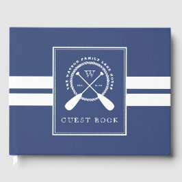 Blauwe witte paddles Lake House Monogram Gastenboek