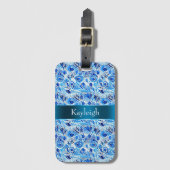 Blauwe Witte Pauwveren   Bagagelabel (Voorkant (verticaal))