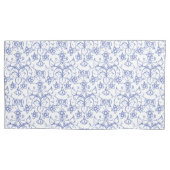 Blauwe witte periwinkles Floral Lace-like Pattern Kussensloop (Voorkant-Links)