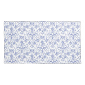 Blauwe witte periwinkles Floral Lace-like Pattern Kussensloop (Achterkant-Links)