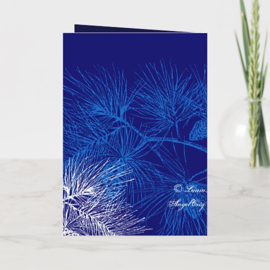 Blauwe Witte Pijn Custom Gevouwen Vakantie Uitnodi (Achterkant)