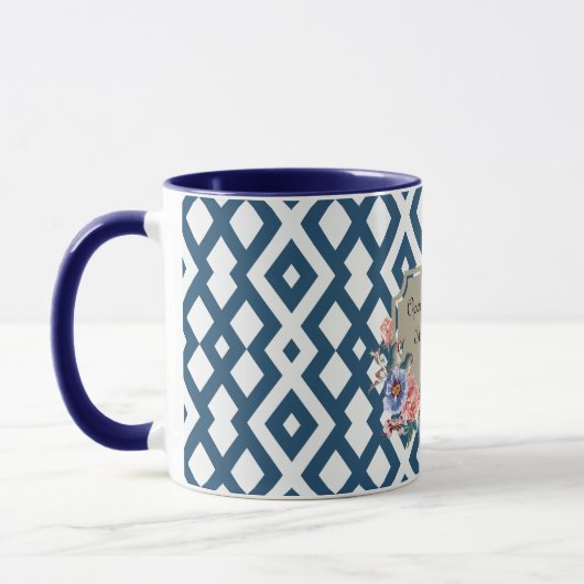 Blauwe/witte platte Mok (Links)