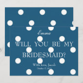 Blauwe witte pokadots... ben je mijn Bridesmaid. Kaart (Voorkant / Achterkant)