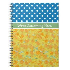 Blauwe, Witte Polka Dots en Daffodils Notitieboek
