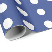 Blauwe witte pooldots cadeaupapier (Rol Hoek)