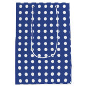 Blauwe witte pooldots medium cadeauzakje (Achterkant)