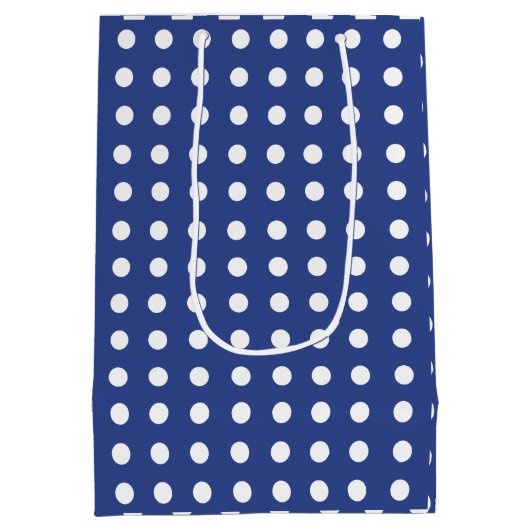 Blauwe witte pooldots medium cadeauzakje (Achterkant)