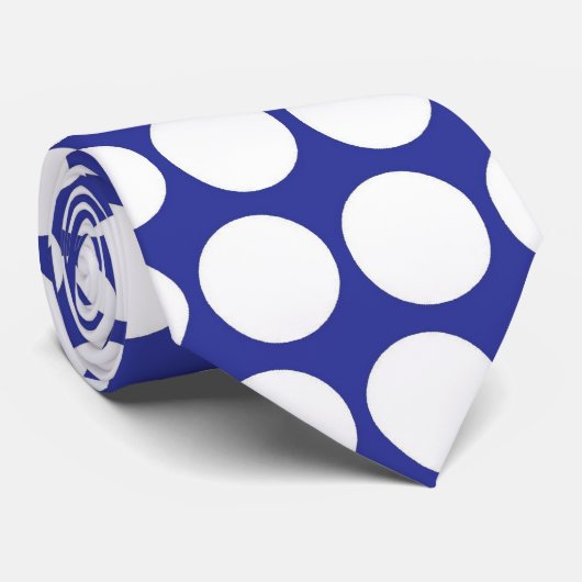 Blauwe witte pooldots - Stropdas (Opgerold)