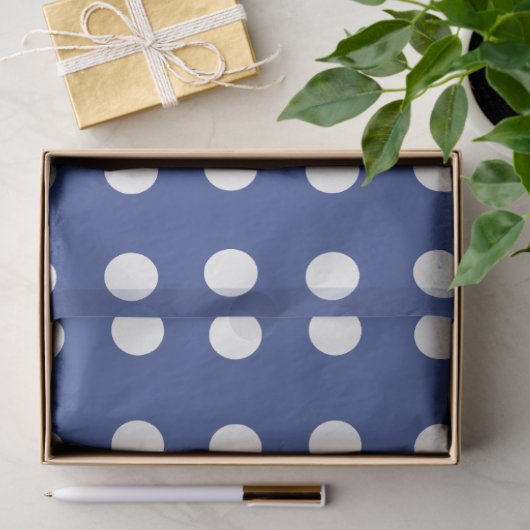 Blauwe witte pooldots tissuepapier (Geschenk)