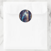 Blauwe Witte Raven 2 Ronde Sticker (Tas)