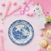 Blauwe witte rode rode vlek papieren bordje (Feest)