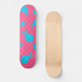 Blauwe witte roze poka-stippen skateboard (Voorkant)