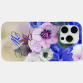 BLAUWE WITTE ROZEN EN ANEMONEBLOEMEN MONOGRAM Case-Mate iPhone CASE (Achterkant (horizontaal))