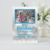 Blauwe Witte Sneeuw Glitter Kerstmis Nieuwjaar | F Kaart (Staand voorkant)