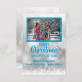 Blauwe Witte Sneeuw Glitter Kerstmis Nieuwjaar | F Kaart (Voorkant / Achterkant)