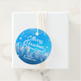 Blauwe witte sneeuw vreedzame boskerst bedankjes labels