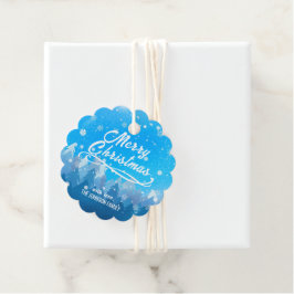 Blauwe witte sneeuw vreedzame boskerst bedankjes labels