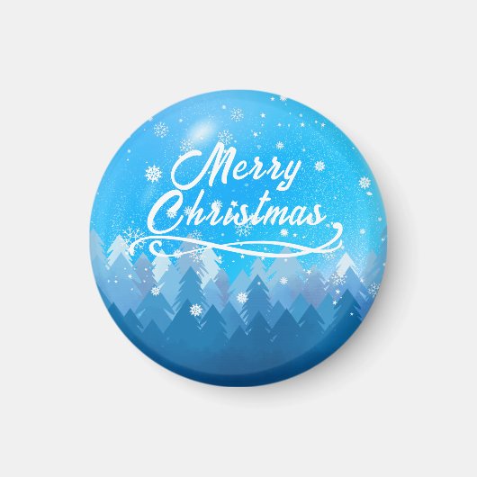 Blauwe witte sneeuw vreedzame boskerst magneet (Voorkant)