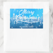 Blauwe witte sneeuw vreedzame boskerst rechthoekige sticker (Tas)