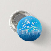 Blauwe witte sneeuw vreedzame boskerst ronde button 3,2 cm (Voorkant /achterkant)