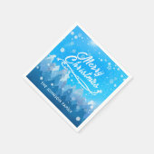 Blauwe witte sneeuw vreedzame boskerst servet (Hoek)