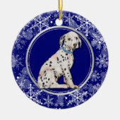 Blauwe witte sneeuwflake Dalmatian Puppy Keramisch Ornament (Voorkant)