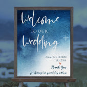 Blauwe witte sneeuwvlok Welkom op onze bruiloft Poster