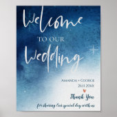 Blauwe witte sneeuwvlok Welkom op onze bruiloft Poster (Voorkant)