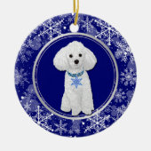Blauwe witte sneeuwvlok Witte paardenkerst Keramisch Ornament (Voorkant)