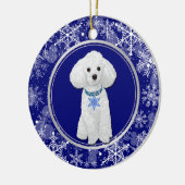 Blauwe witte sneeuwvlok Witte paardenkerst Keramisch Ornament (Links)