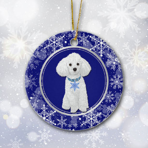 Blauwe witte sneeuwvlok Witte paardenkerst Keramisch Ornament