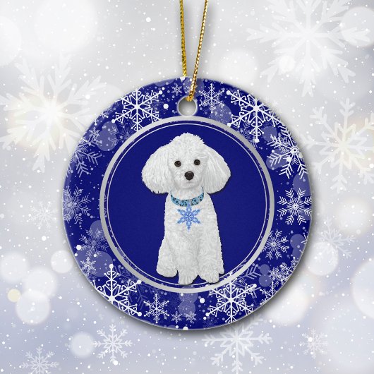 Blauwe witte sneeuwvlok Witte paardenkerst Keramisch Ornament