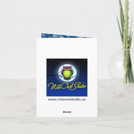 Blauwe, Witte Sneeuwvlokken Foto Bedankkaart (Achterkant)