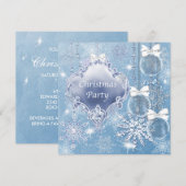 Blauwe Witte Sneeuwvlokken Kerstfeest Kaart (Voorkant / Achterkant)