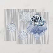 Blauwe Witte Sneeuwvlokken Kerstfeest Kaart (Voorkant / Achterkant)