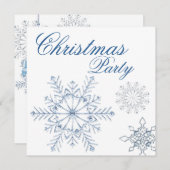 Blauwe Witte Sneeuwvlokken Kerstfeest Kaart (Voorkant / Achterkant)