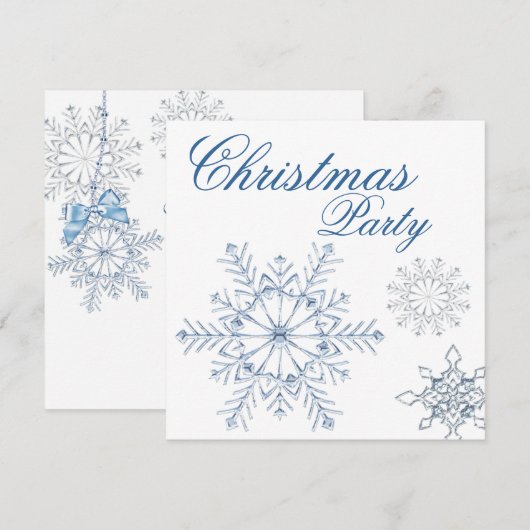 Blauwe Witte Sneeuwvlokken Kerstfeest Kaart (Voorkant / Achterkant)