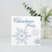 Blauwe Witte Sneeuwvlokken Kerstfeest Kaart (Staand voorkant)