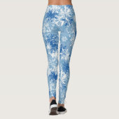 Blauwe witte sneeuwvlokken kerstmis leggings (Achterkant)