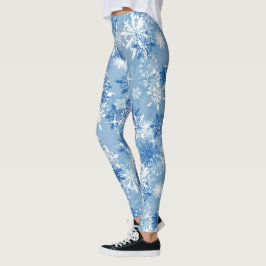 Blauwe witte sneeuwvlokken kerstmis leggings