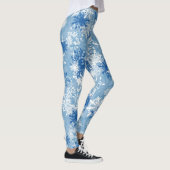 Blauwe witte sneeuwvlokken kerstmis leggings (Rechts)
