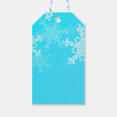 Blauwe Witte Sneeuwvlokken Minimalistische Kerstmi Cadeaulabel (Achterkant)