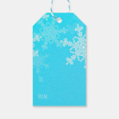Blauwe Witte Sneeuwvlokken Minimalistische Kerstmi Cadeaulabel (Achterkant)