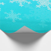 Blauwe Witte Sneeuwvlokken Minimalistische Kerstmi Cadeaupapier (Hoek)