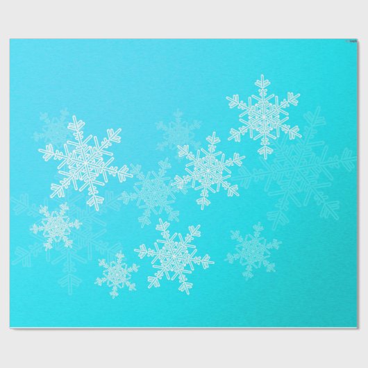 Blauwe Witte Sneeuwvlokken Minimalistische Kerstmi Cadeaupapier (Vlak)