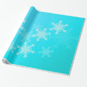 Blauwe Witte Sneeuwvlokken Minimalistische Kerstmi Cadeaupapier (Uitgerold)