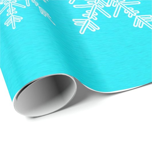 Blauwe Witte Sneeuwvlokken Minimalistische Kerstmi Cadeaupapier (Rol Hoek)
