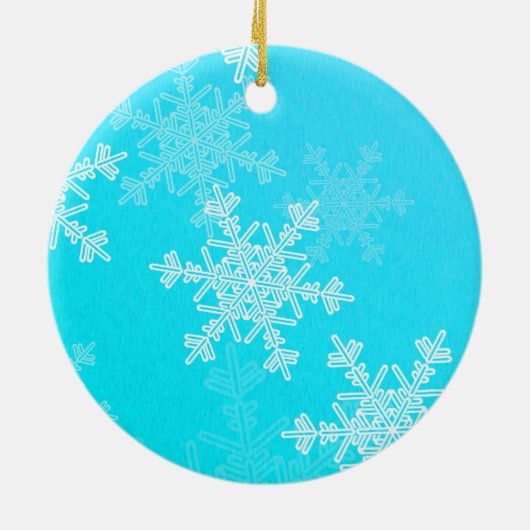 Blauwe Witte Sneeuwvlokken Minimalistische Kerstmi Keramisch Ornament (Achterkant)