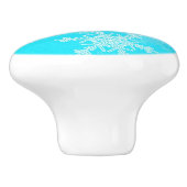 Blauwe Witte Sneeuwvlokken Minimalistische Kerstmi Keramische Knop (Zijkant)